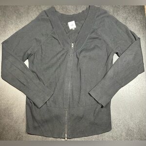 Cabi Switch Women’s Size M Black V-Neck Zip Up Modern Staple Cardigan Sweater